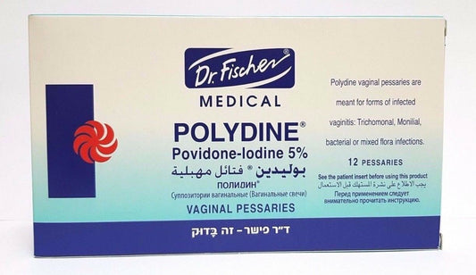 12 Polydine Vaginal Pessaries Povidone Iodine 5% Treat Infected Vaginitis