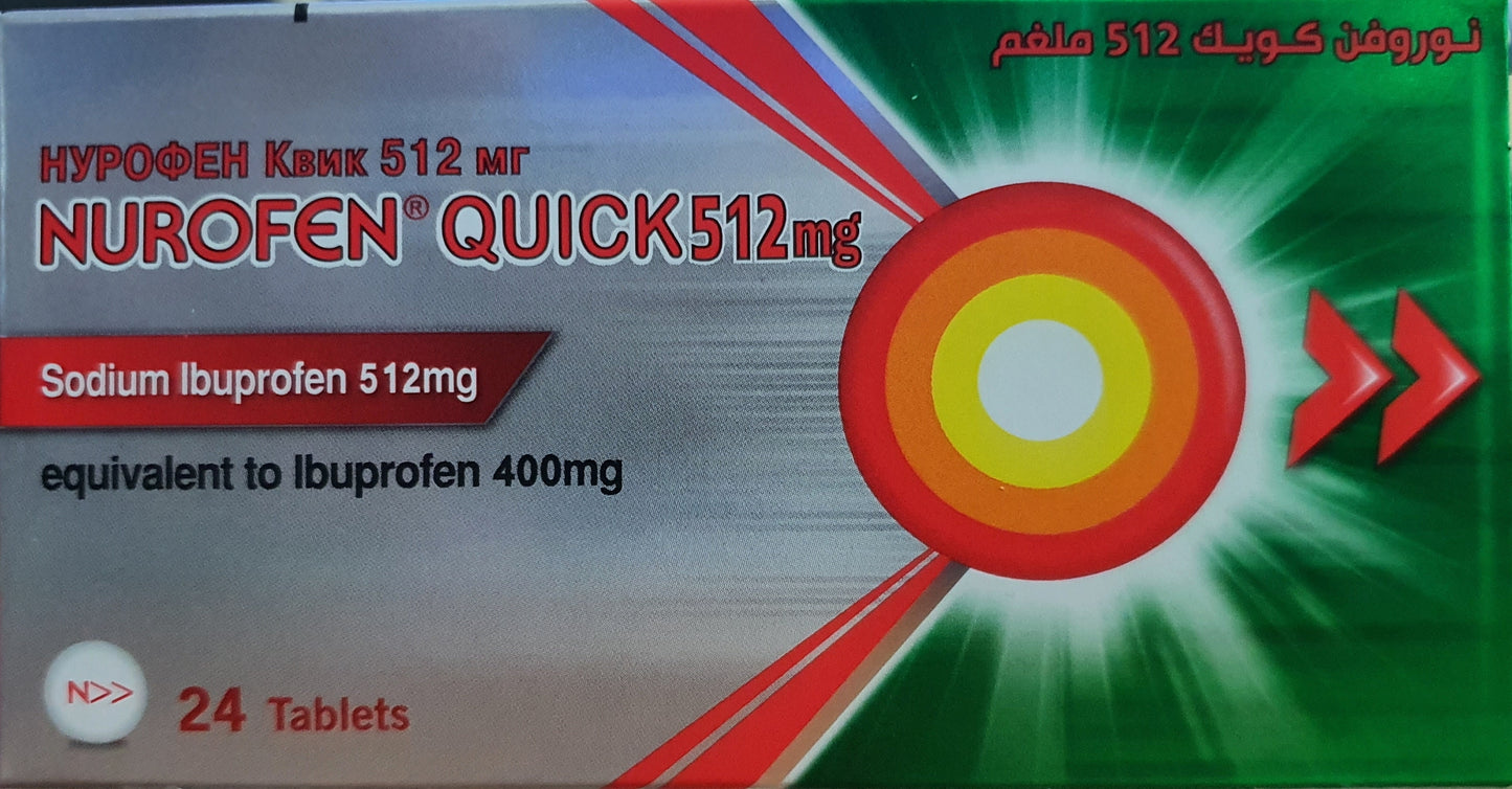 Nurofen Quick 512 mg- 24 Tablets / Sodium Ibuprofen