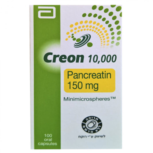 Creon 10000 , Digestive Enzymes, Assist in cases of Abdominal Swelling and Flatulence,100 CAPSULES