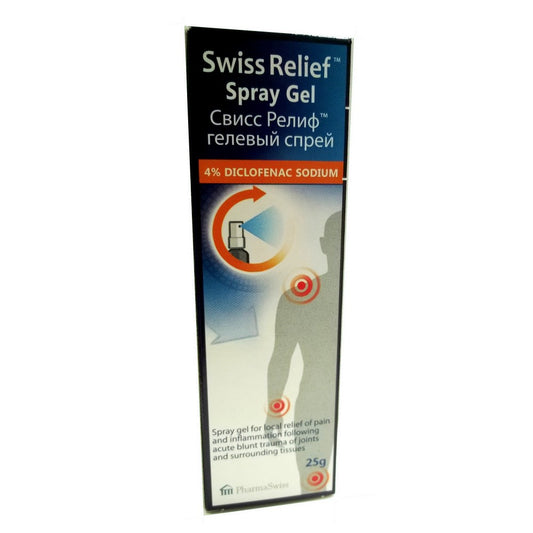 Swiss Relief spray gel - Relieves local pain at joints and muscles as a result of inflammations and acute traumas