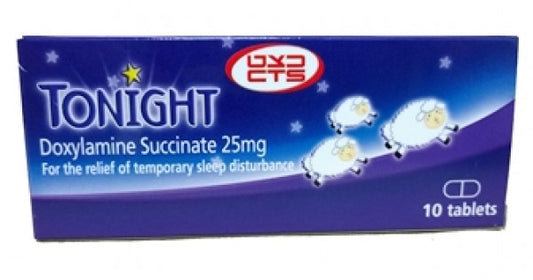 Tonight tablets 25 mg - contains 25 mg Doxylamine Succinate -Sleep Aid- 10 Tablet in box